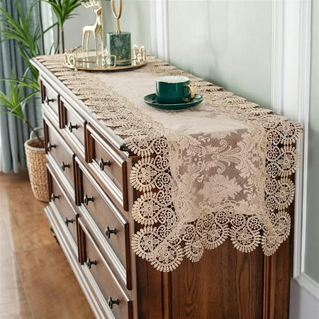 

Rectangle Fabric Lace Table Runner Table Runners with Exquisite Macrame Embroidery for Bohemian Rustic Wedding Bridal Shower Home Kitchen Dining Dining Table Deco 2 Colors
