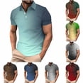 thumbnail image 2 of Umfun Men Ombre Gradient Short Sleeve Shirt Spread Collar with Partial Button Placket Slim Fit for Casual and Streetwear, 2 of 9