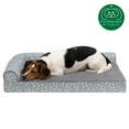 thumbnail image 4 of FurHaven Pet Products Plush Fur & Almond Print Cooling Gel Memory Foam Deluxe L-Chaise Pet Bed for Dogs & Cats - Gray Almonds, Medium, 4 of 15