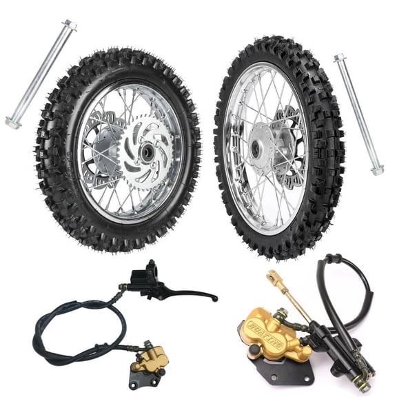 14" 12" Wheels Front 60/100-14 & Rear 80/100-12 Tire with Rim   Brake Caliper Assembly   Axle Bolts for Dirt Pit Bike Motocross Off Road 70cc 90cc 110cc 125cc SSR Taotao Apollo