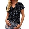 thumbnail image 5 of Tnhcen Women's Summer Floral Print Top, Snap Button V-Neck Short Sleeve Blouse, Soft Breathable Casual T-Shirt for Women, Sizes S-2XL, 5 of 6