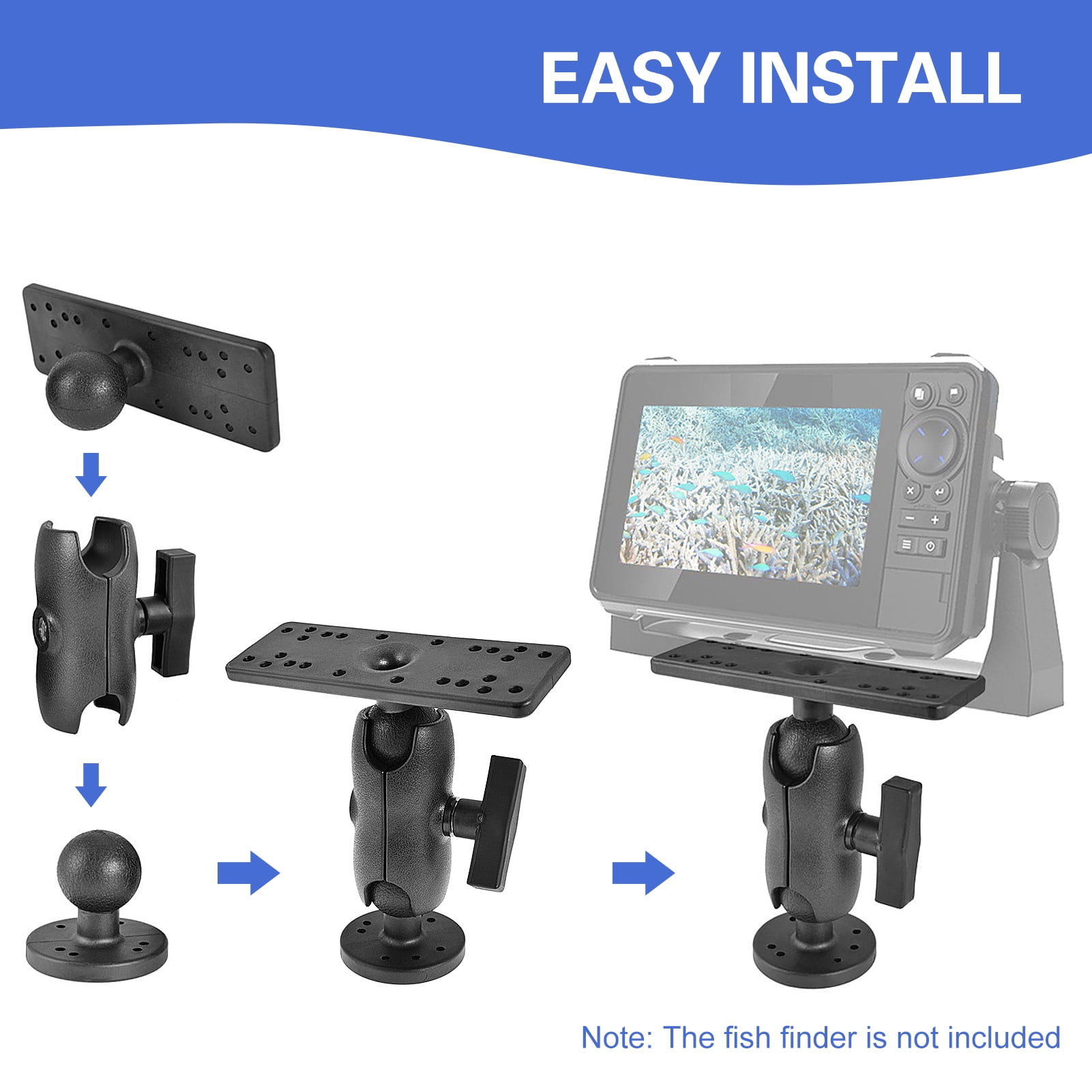 YAHHU Portable Kayak Fishfinder Holder Mount Base 360° Swivel Marine GPS Bracket For Boat Canoe Deck Adjustable Electronic Device Kayak Accessory 6.69 Inches / 17 cm