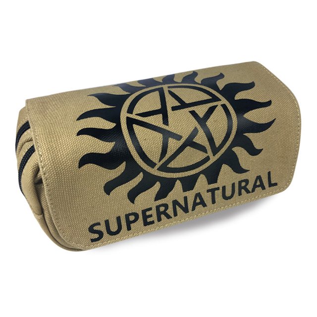 Estuche para lápices Supernaturalss de lona impermeable de gran capacidad