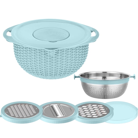 Panier à Fruits pour la Cuisine, Panier d'Égouttage en Acier Inoxydable pour Nettoyer les Légumes et les Fruits, Panier d'Égouttage Rotatif pour la Cuisine, Outil de Lavage et d'Égouttage du Riz, Ensemble d'Outils de Cuisine