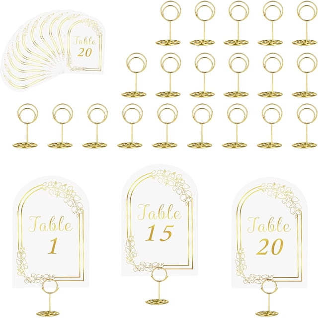 Sets Wedding Table Number - with Table Number Holders Gold Table Number Cards with Place Card Holders ; x ; Table Numbers for Wedding Reception and Birthday