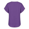 thumbnail image 7 of Women's T-shirts Women's Fashionable And Casual Solid Color V Neck Wrinkle Cloth Button Short Sleeve Rolled Up T Shirt Top T-shirts, 7 of 7