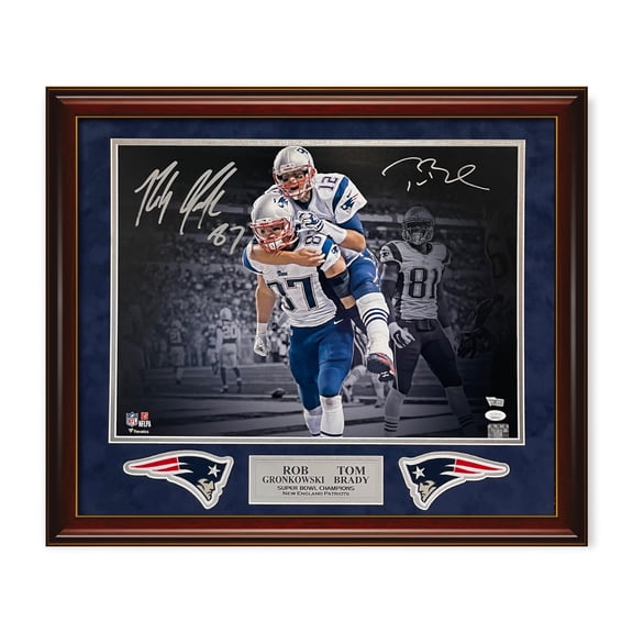 Tom Brady  Rob Gronkowski Patriots Autographed 16x20 Photo Framed To 23x27 Fanatics