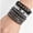Black A, variant on 4 Pcs Punk Rock Leather Studded Bracelets for Men Women 80s Gothic Spike Cuff Bracelet Set Emo Accessories for Rocker Outfits