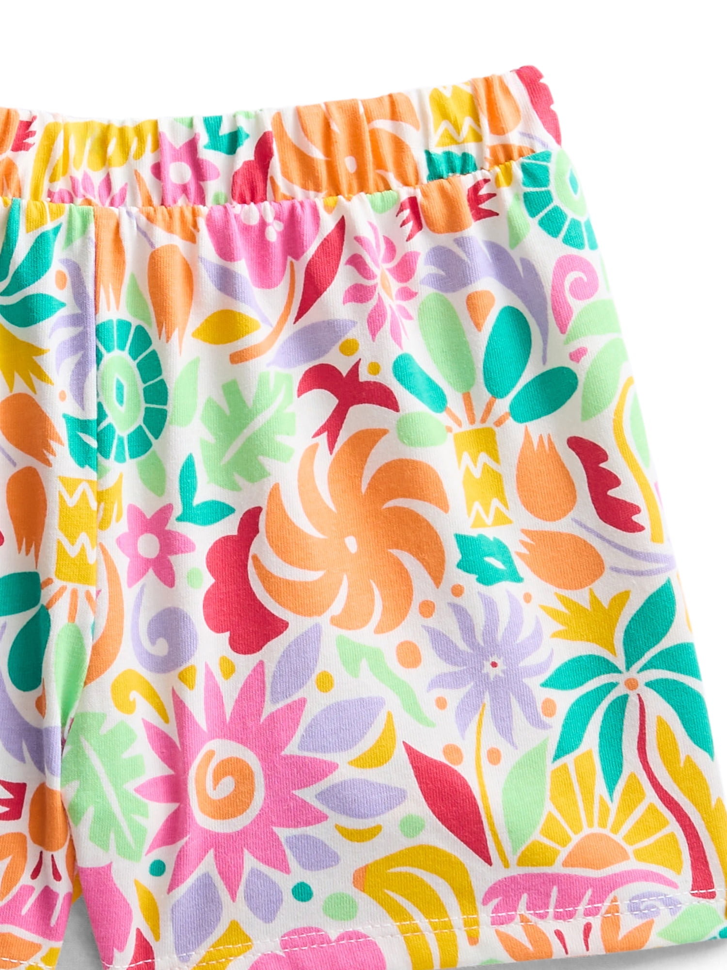 Wonder Nation Toddler Girls Ribbed Tank Top and Shorts 2-Piece Set, Sizes 12M–5T