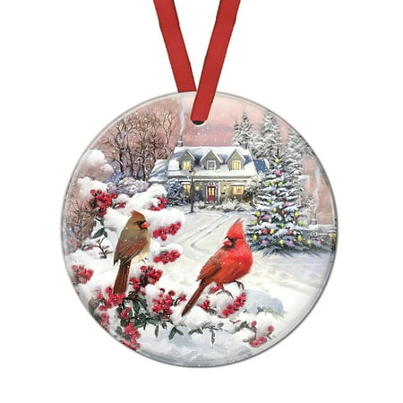 

Cardinal Winter Cardinal Art Decoration Pendant Christmas Circle Ornament