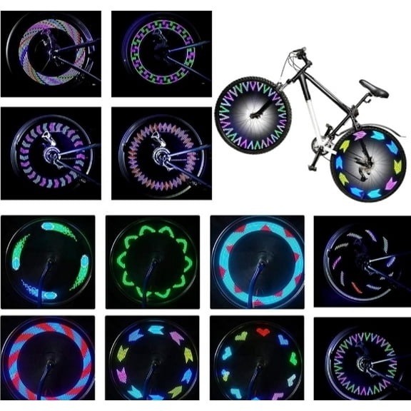 Tire Rechargeable LED Bike Wheel Lights, Waterproof Bicycle Spoke Lights, 30 Patterns Cycling Tire Lights (1 Tire)