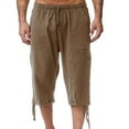 thumbnail image 4 of Mens Capri Pants Summer Casual Elastic Waist Drawstring Knee Length 3/4 Trousers with Pockets Loose Fit Lightweight Running Sports Clothes, 4 of 5