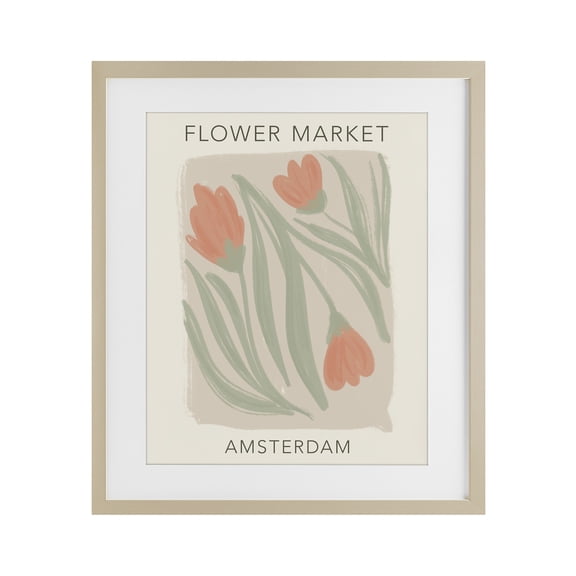 Stupell Industries Eclectic Soft Amsterdam Flower Market Birch Framed Print Under Glass, 17 x 21, by Lucille Price