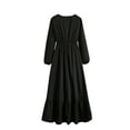 thumbnail image 5 of Oksale Full Length Dress for Women Flowy Wasit Dresses Casual Crewneck Solid Color Dress Cozy Loose Long Sleeve Dresses Black M, 5 of 7