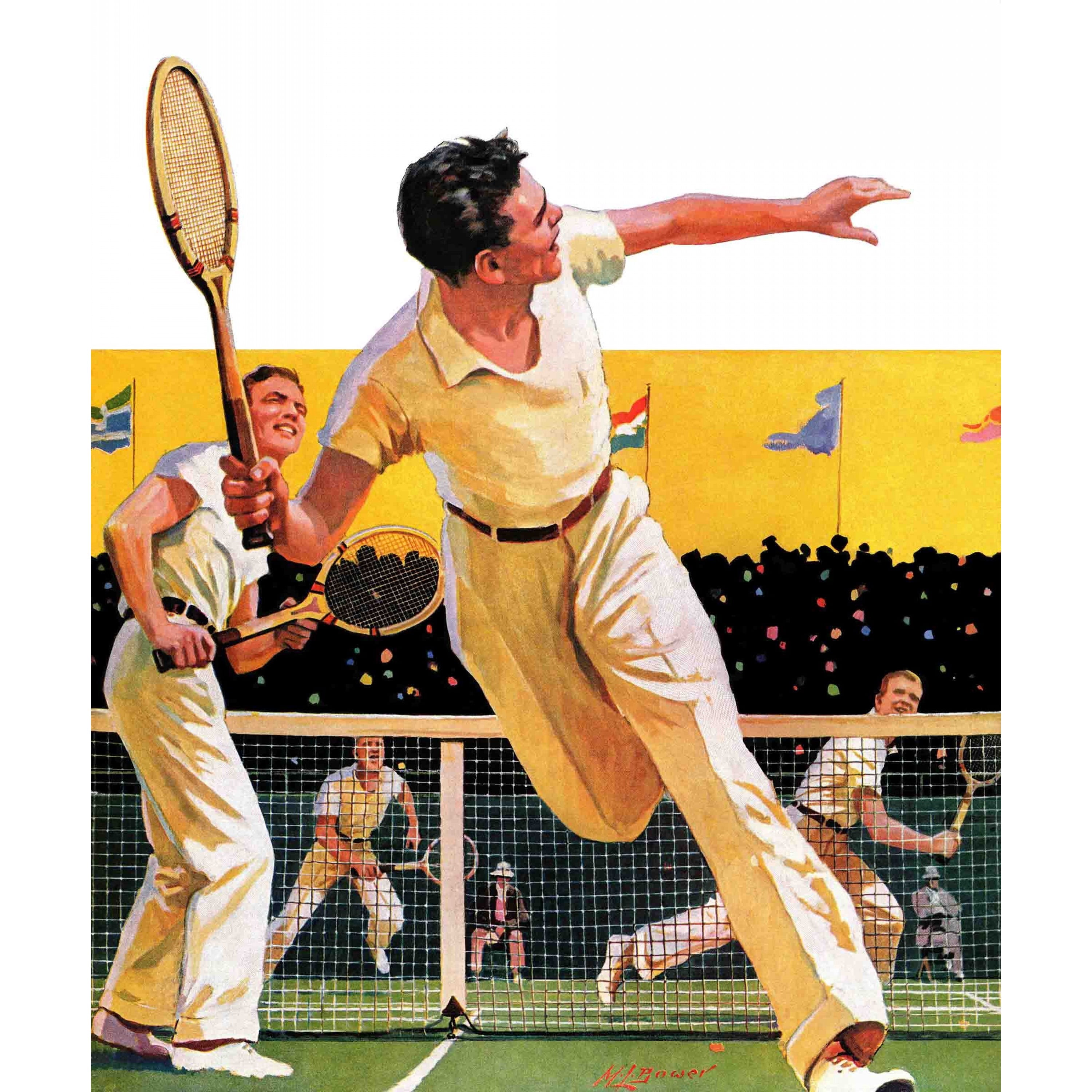 Marmont Hill Doubles Tennis Match by Maurice Bower Painting Print on Canvas