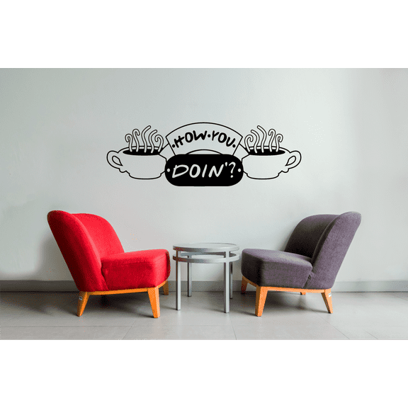 How You Doin Central Perk FRIENDS TV Show Series Quote Wall Stickers Decor Design for Boys/Girls Bedroom Entertainment Fans Rooms Home Art Murals Decals Wall Art Vinyl Decoration Size (8x10 inch)