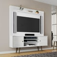 thumbnail image 2 of 63" Freestanding Entertainment Center with Overhead shelf, Rustic Brown and Black, 2 of 10
