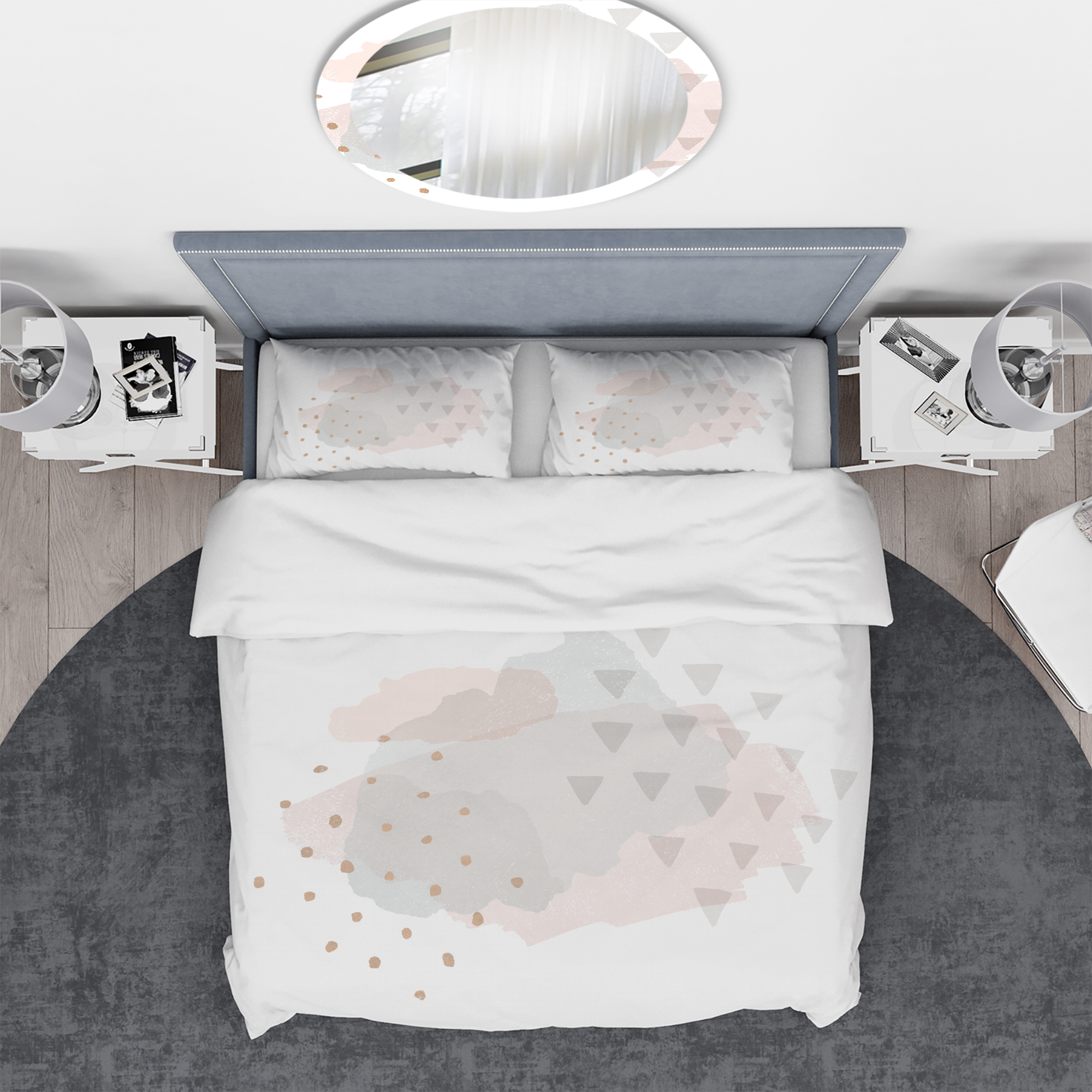 Designart 'Watercolor Minimal Blush IV' Geometric Duvet Cover Set