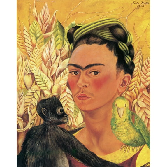 Frida Kahlo - Self Portrait With Monkey II - CANVAS OR PRINT WALL ART