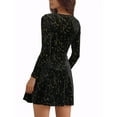 thumbnail image 3 of INSPIRE CHIC Women's Party Dresses Stars Print Square Neck Vintage Prom Mini Velvet Dress S Black, 3 of 8