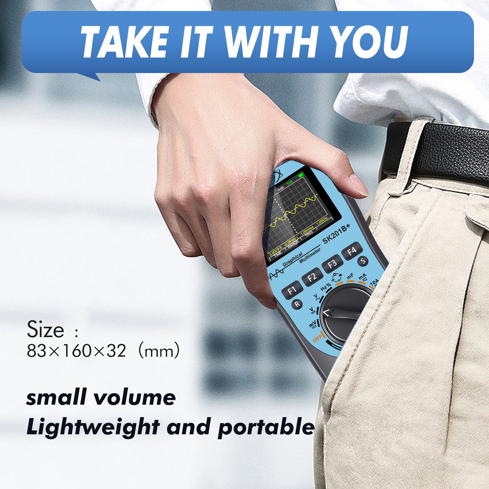 SK201B+ Digital Oscilloscope Multimeter 2 in 1 SKYCENX with 2.4 Inches Color Screen 1MHz Bandwidth 2.5Msps Sampling Rate