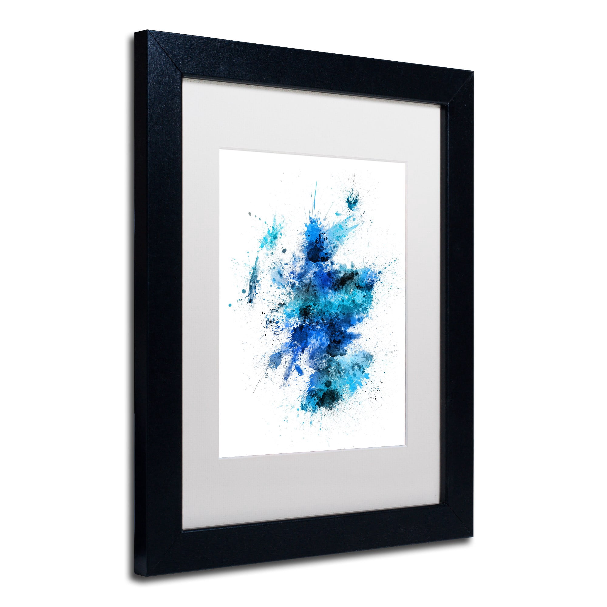 Trademark Fine Art "Scotland Paint Splashes Map II" Canvas Art by Michael Tompsett, White Matte, Black Frame