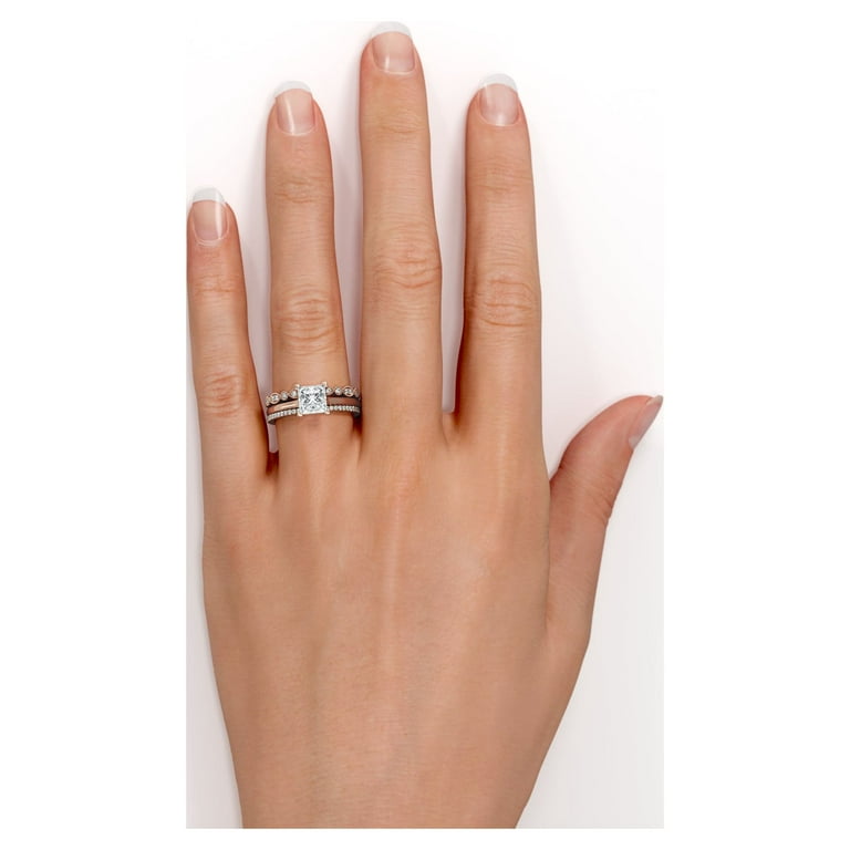 Sterling Silver 2 Piece CZ Round Channel Set Promise Wedding Ring Set Sterling Silver 2 Piece CZ Round Channel Set Promise Wedding Ring Set