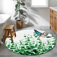 thumbnail image 3 of Green Leaves Round Area Rug 3Ft Washable Small Circle Rugs for Kitchen Entryway, Spring Plants Country Bird Gradient Botanical Non-Slip Carpet Floor Mats Indoor Outdoor Carpet Runner Home Decor, 3 of 8