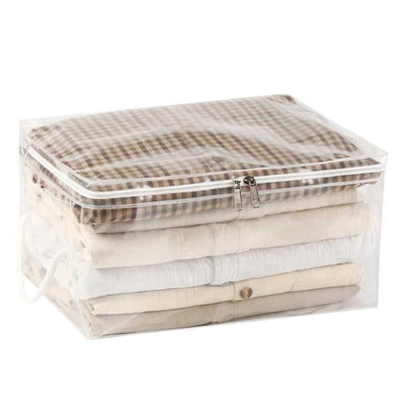 VKLU Clear Plastic Storage Bag with Zipper & Label Pocket for Bedding and Clothes, M, 1 Pack