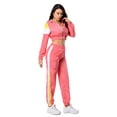 thumbnail image 3 of MintLimit Women's Casual 2 Piece Sports Tracksuit Set Solid Colorblock Striped Long Sleeve Zip Up Cropped Tops and Jogging Pants Sweatsuits, 3 of 5