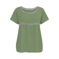 thumbnail image 2 of Delayuji Women's Linen Tshirt Crew Neck Short Sleeve Casual Tee Soft Comfy Versatile Top Summer Daily Wear, 2 of 7