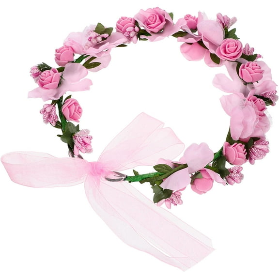 HOMOBABE Flower Crown Hairband 1Pcs Pink Silk Cloth For Traveling And Beach Weddings