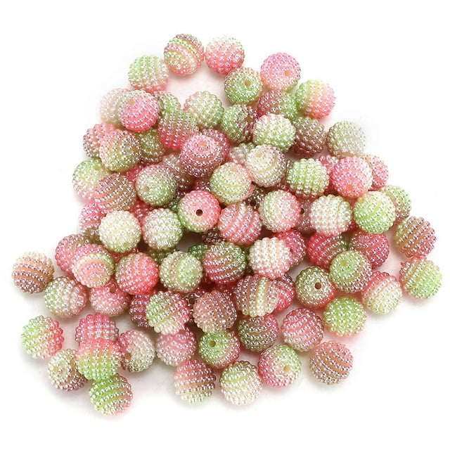 200pcs Pearl Beads Color Pearlized Gradient Bayberry Shaped Bubble Beads with Hole for DIY Jewelry Making Decoration#8