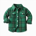 thumbnail image 2 of YIWULA Toddler Boy Girl Fall Flannel Shirt Kid Baby Long Sleeve Button Down Plaid Shirts(3-6 Months,Green), 2 of 5