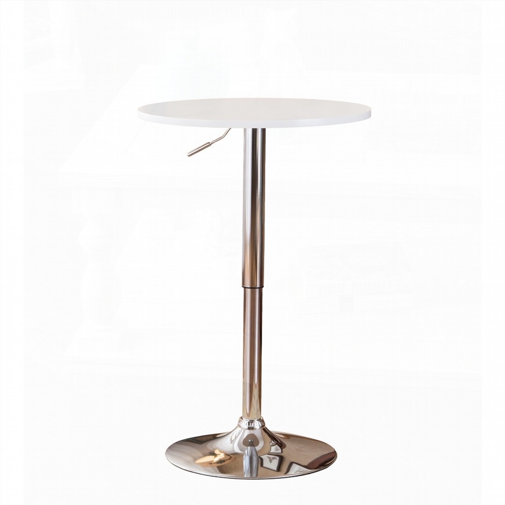 Modern Adjustable Wood and Metal Bar Table in White - Stylish Home Decor Must-Have