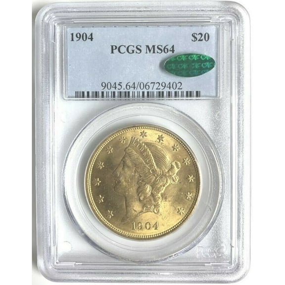 1904 $20 PCGS MS64 CAC Gold Double Eagle Liberty Coin