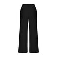 thumbnail image 4 of Women's Plus Black Dress Pants Women Petite Short Stretchy Women's High Waist Pants Wide Leg Baggy Casual Button down Loose Straight Nine Points Trousers with Pockets, 4 of 4