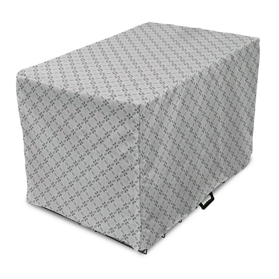 Abstract Dog Crate Cover, Continuous Floral and Lines Simplistic Soft Grey Illustration, Easy to Use Pet Kennel Cover Small Dogs Puppies Kittens, 7 Sizes, Charcoal Grey and Pale Grey, by Ambesonne