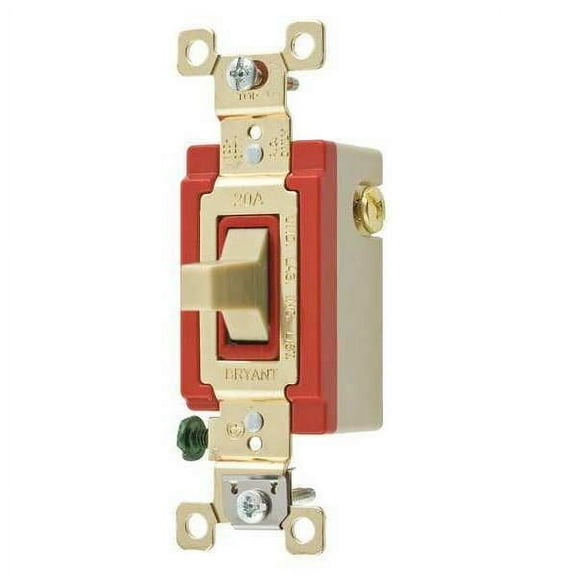 Bryant Wall Switch,20A,Ivory,1-Pole Type,Toggle 4921I
