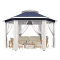 thumbnail image 1 of Yeshouse Carpa plegable de 4 x 4 metros (13 x 13 pies) para todo tipo de clima con mosquitera - Refugio solar de acero resistente de 6 lados con bolsa de transporte - Carpas tipo pabellón para patio, 1 of 9