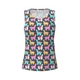 thumbnail image 3 of Picia Colorful Alpaca Pattern Women's Workout Tank Top,Breathable Activewear,Slim Fit Athletic Top,Versatile Workout Moisture-wicking top-Small, 3 of 9