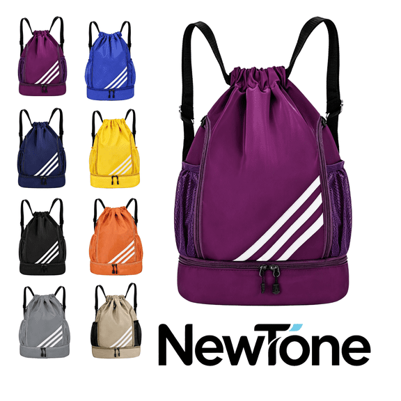 Pulling rope backpack, 20L waterproof Oxford fitness bag, with dry wet separation and independent shoe compartment, basketball, swimming, travel, yoga lightweight sports bag