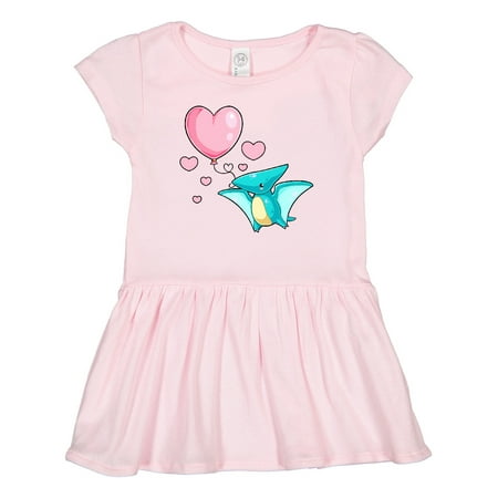 

Inktastic Cute Valentine Pterodactyl with Heart Balloon Gift Toddler Girl Dress