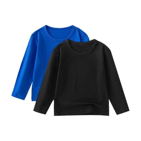 Lovzfmll Girls' & Boys' Casual Solid Color Long Sleeve Top 2-Pack, Kids Crewneck T-Shirts, Soft and Cozy, Great for Layering in Cool Weather for Little Girls 8 Years