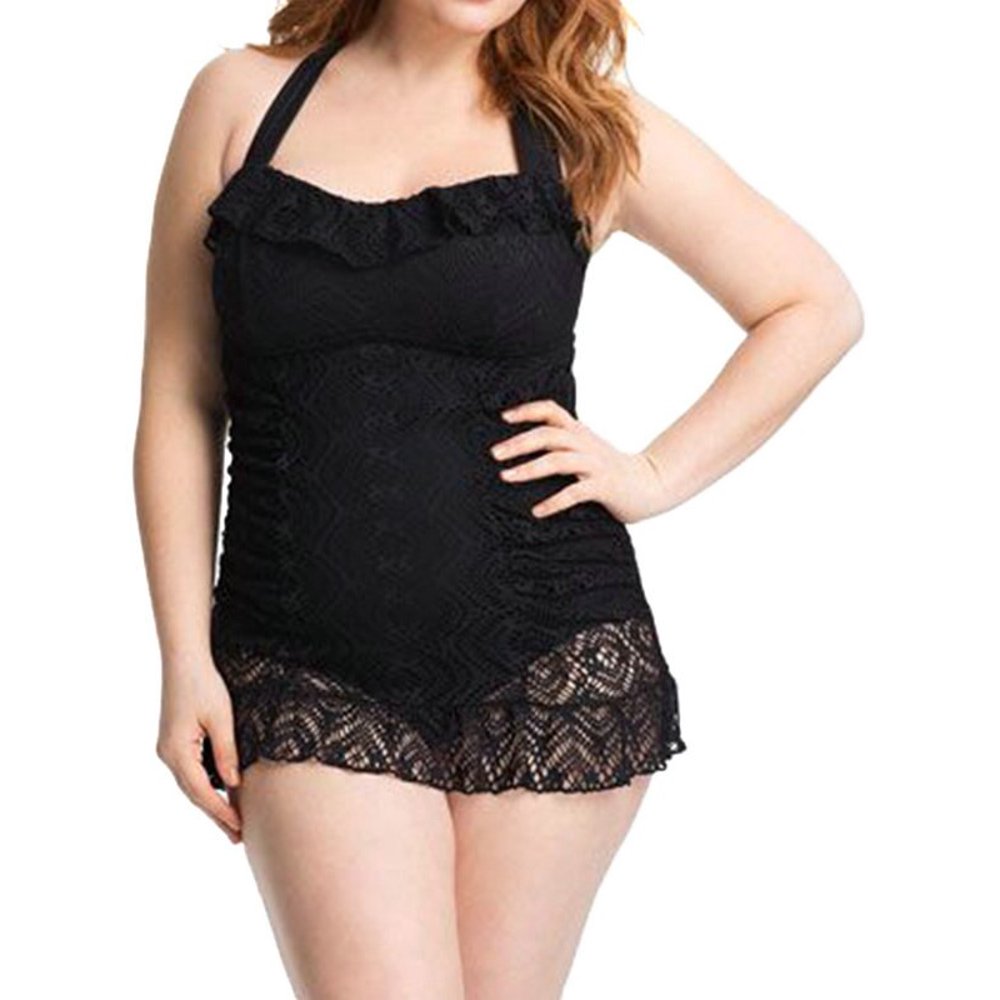 Summerkii Summerkii Women Sexy Plus Size See Through Lace Bikini Swimsuit