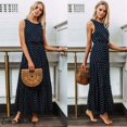 thumbnail image 3 of Mode Femmes Sans Manches Pois Parti Bodycon Été Plage Longue Robe Maxi, 3 of 4