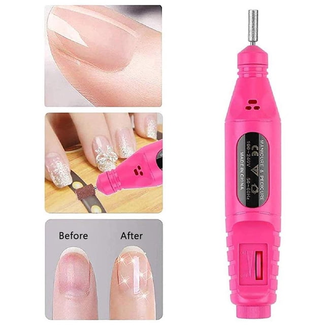 Juego de lima de uñas eléctrica, Kit de taladro profesional para manicura y pedicura, velocidad ajustable