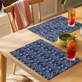 thumbnail image 4 of Navy Blue Spring Floral Placemats Set of 4 Modern Abstract Art Farmhouse Place Mats Indoor Wipeable Table Mats Washable Cloth Dining Table Placemats for Kitchen Holiday Party Home Decor 13x19 Inch, 4 of 9