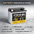 thumbnail image 3 of Batería para motocicleta Daakmax YTX12-BS 12V 10Ah AGM, 3 of 7