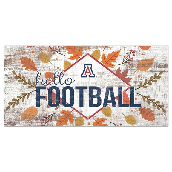 White Arizona Wildcats 6'' x 12'' Hello Football Wall Art